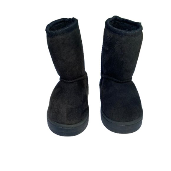 bebe Girls Black Suede Fabric Booties, Lined with Faux Fur, Rubber Soles, sz 7 - Picture 4 of 11